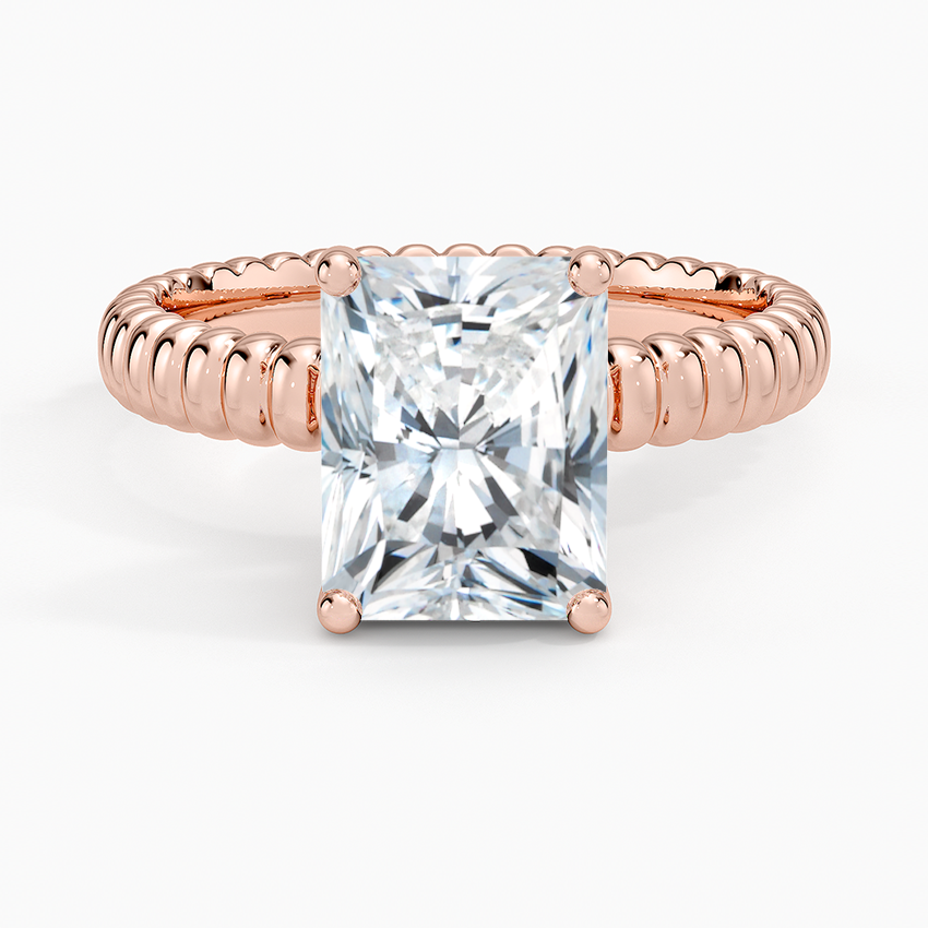 Ribbed Radiant Brilliant Moissanite Engagement Ring