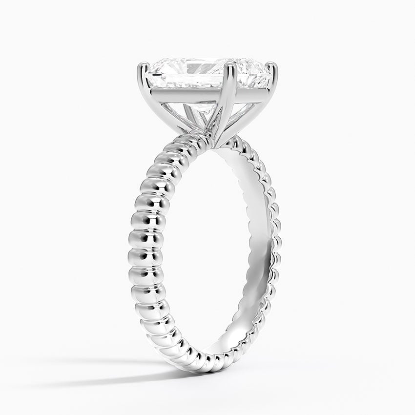 Ribbed Radiant Brilliant Moissanite Engagement Ring