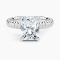 Ribbed Radiant Brilliant Moissanite Engagement Ring