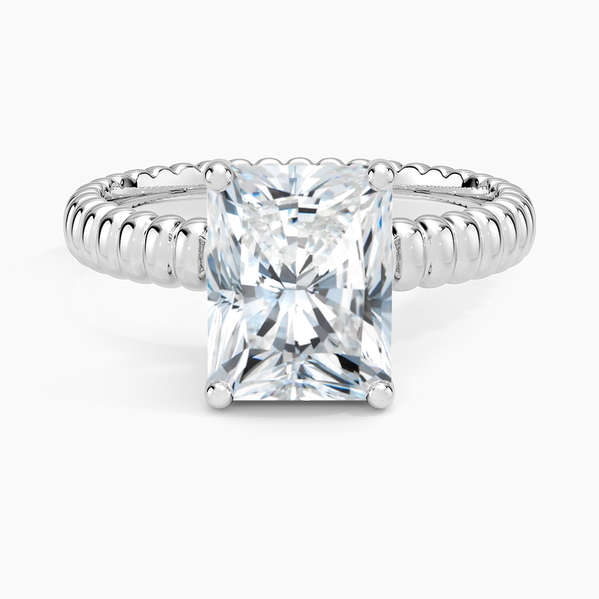 Ribbed Radiant Brilliant Moissanite Engagement Ring