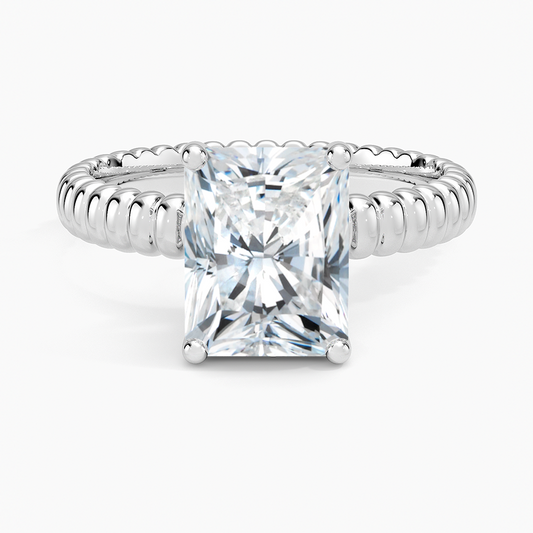 Ribbed Radiant Brilliant Moissanite Engagement Ring