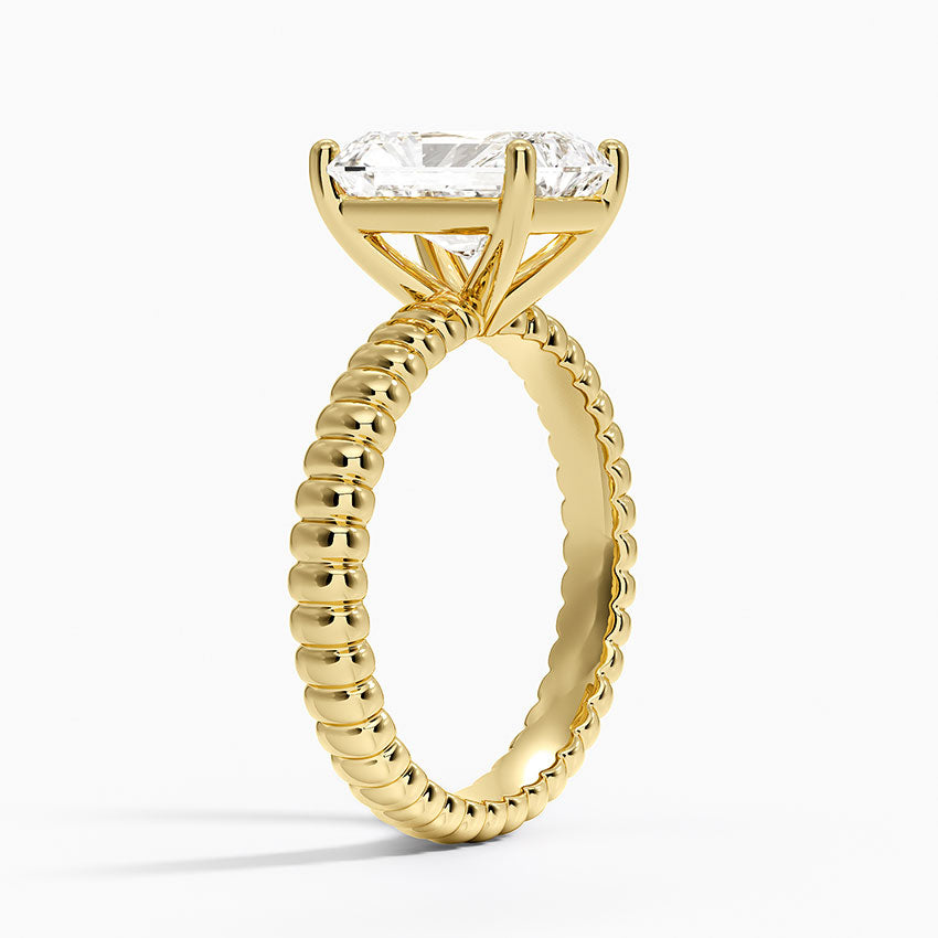 Ribbed Radiant Brilliant Moissanite Engagement Ring