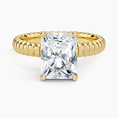 Ribbed Radiant Brilliant Moissanite Engagement Ring