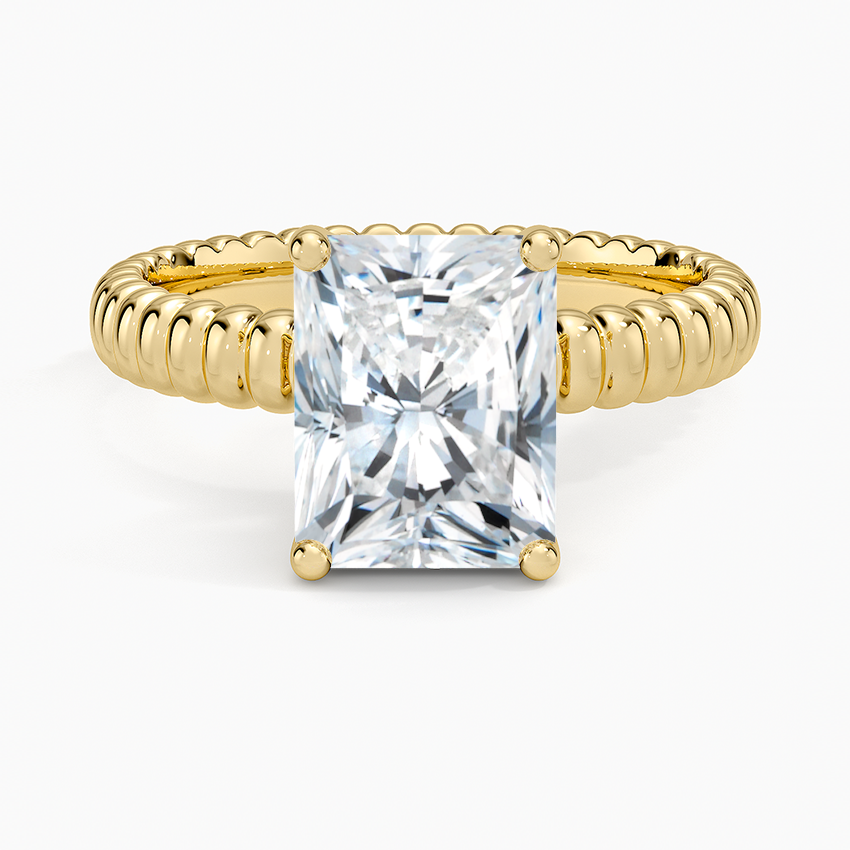 Ribbed Radiant Brilliant Moissanite Engagement Ring
