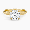 Ribbed Round Brilliant Moissanite Engagement Ring