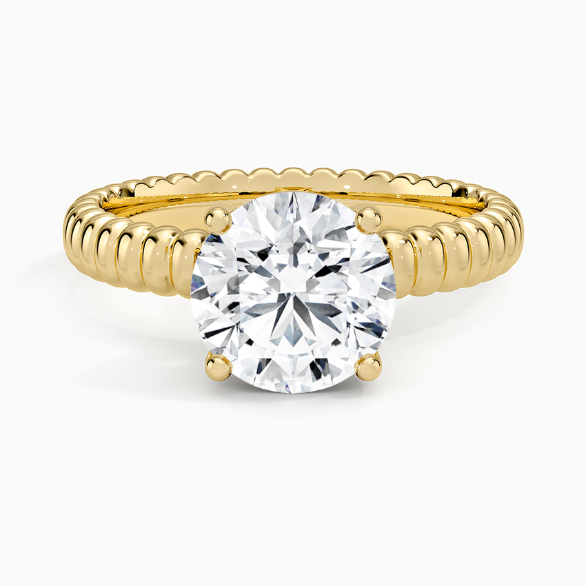 Ribbed Round Brilliant Moissanite Engagement Ring