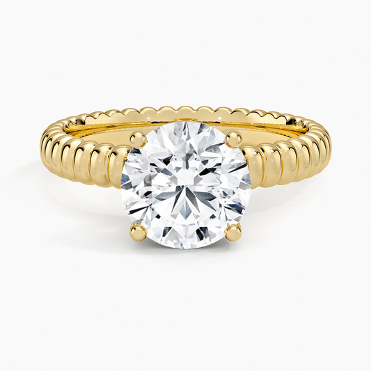 Ribbed Round Brilliant Moissanite Engagement Ring