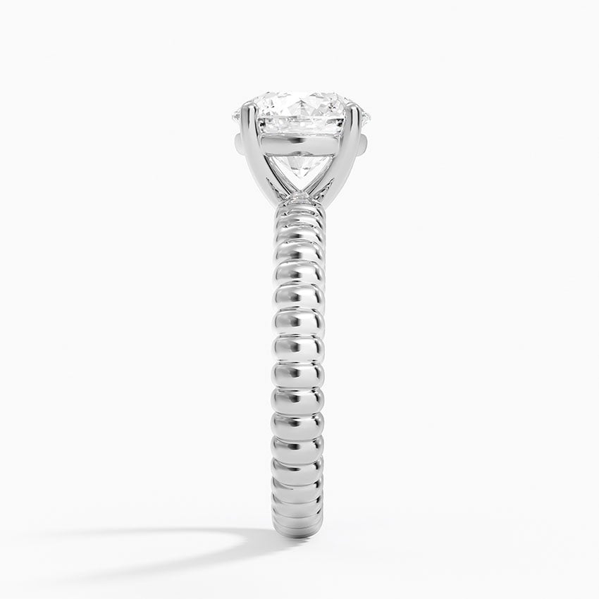 Ribbed Round Brilliant Moissanite Engagement Ring
