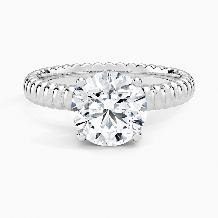 Ribbed Round Brilliant Moissanite Engagement Ring