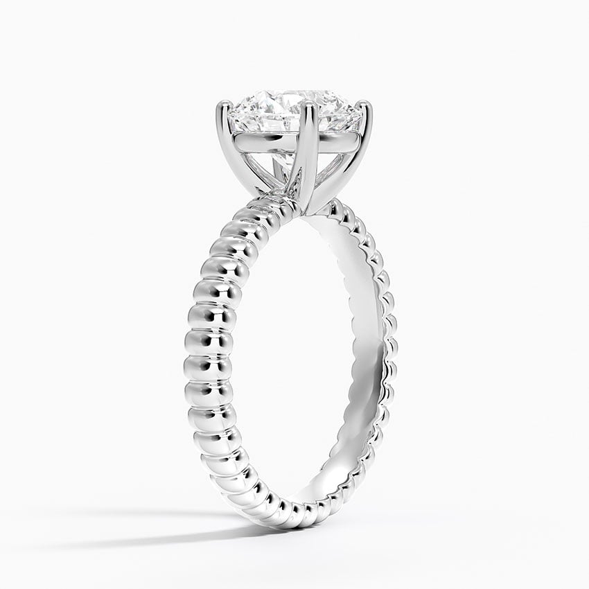 Ribbed Round Brilliant Moissanite Engagement Ring