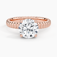 Ribbed Round Brilliant Moissanite Engagement Ring
