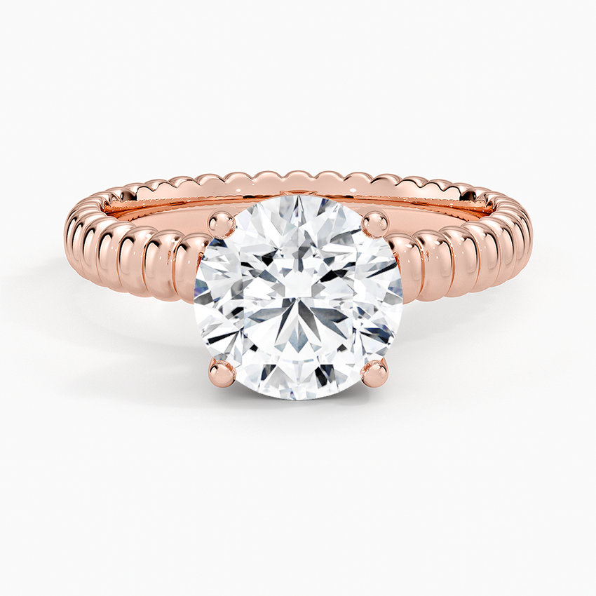 Ribbed Round Brilliant Moissanite Engagement Ring