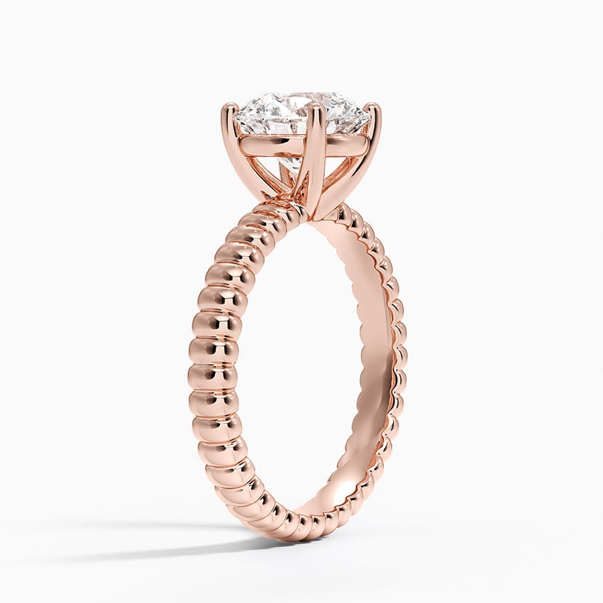 Ribbed Round Brilliant Moissanite Engagement Ring