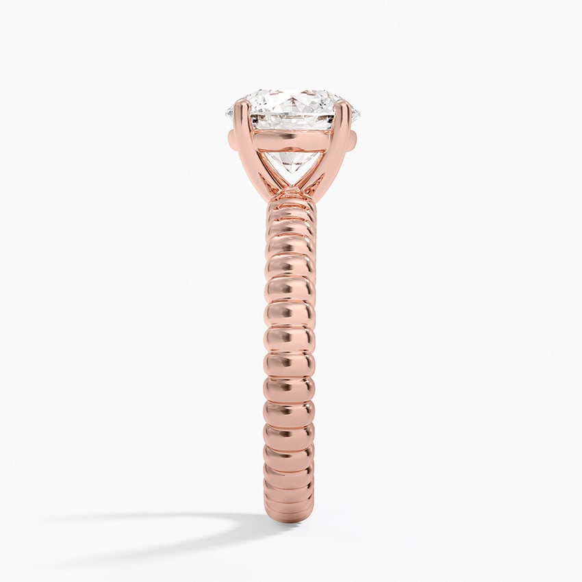Ribbed Round Brilliant Moissanite Engagement Ring