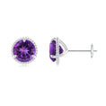 Rope Frame Round Amethyst Martini Stud Earrings