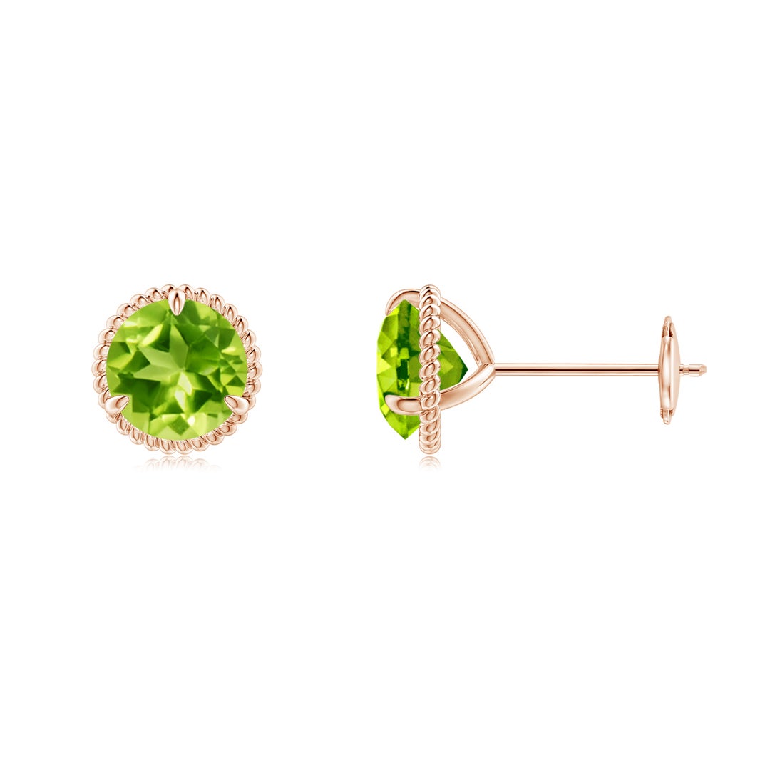 Rope Design Martini-Set Peridot Stud Earrings