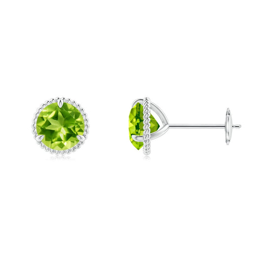 Rope Design Martini-Set Peridot Stud Earrings