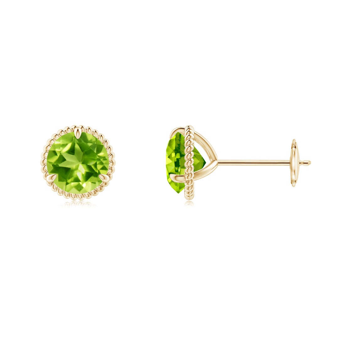 Rope Design Martini-Set Peridot Stud Earrings