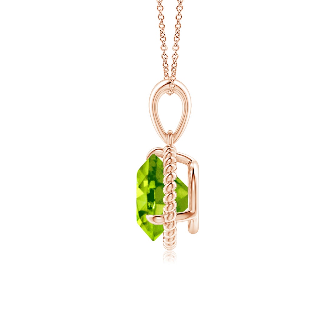 Rope-Framed Peridot Solitaire Pendant Necklace
