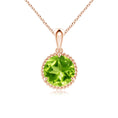 Rope-Framed Peridot Solitaire Pendant Necklace