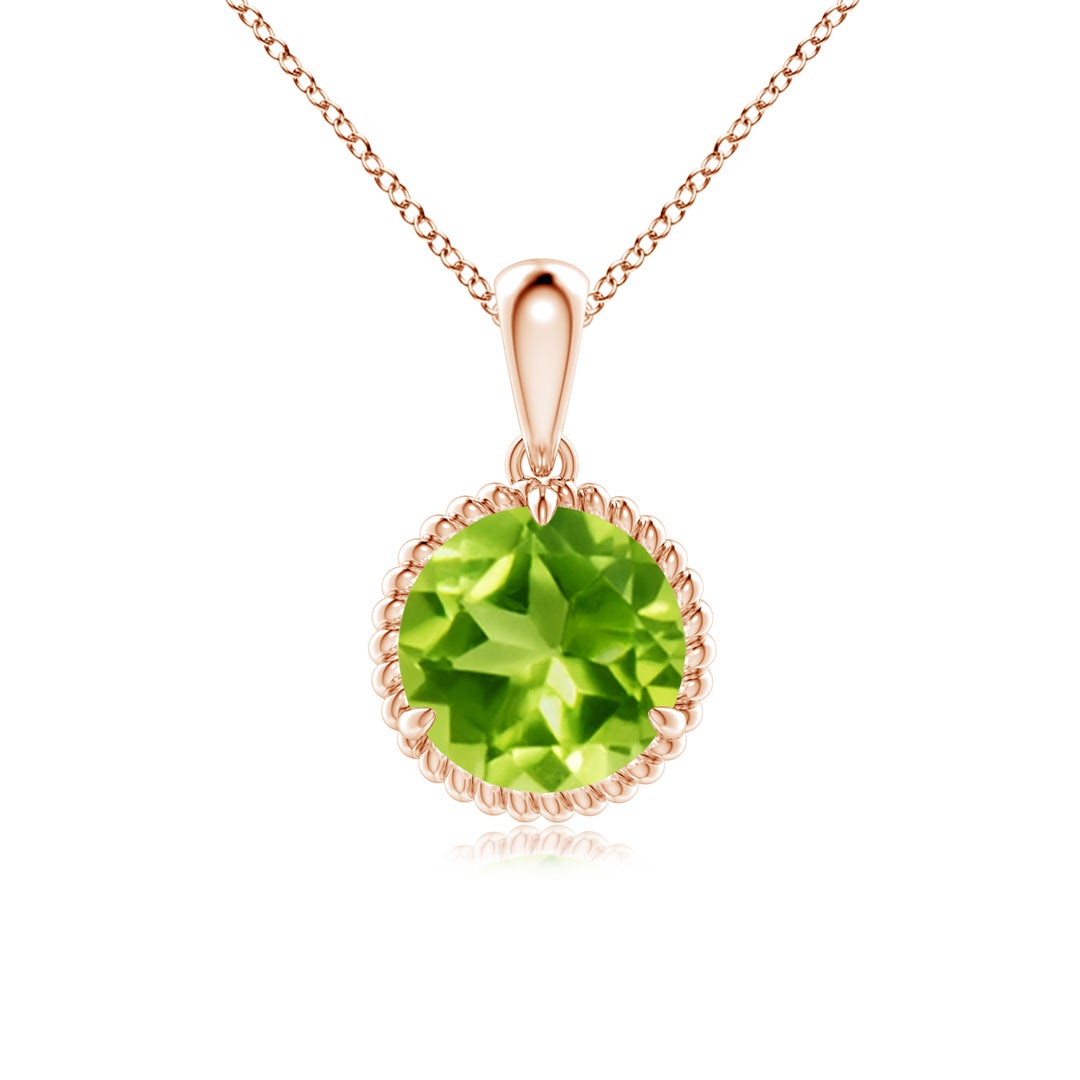 Rope-Framed Peridot Solitaire Pendant Necklace