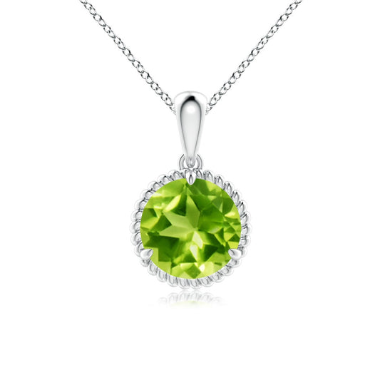 Rope-Framed Peridot Solitaire Pendant Necklace