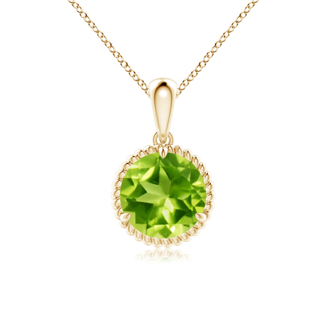 Rope-Framed Peridot Solitaire Pendant Necklace
