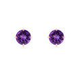 Round Amethyst Solitaire Stud Earrings with Claw Setting