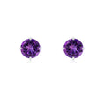 Round Amethyst Solitaire Stud Earrings with Claw Setting