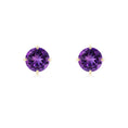 Round Amethyst Solitaire Stud Earrings with Claw Setting
