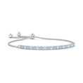 Round Aquamarine and Moissanite Slim Bolo Bracelet