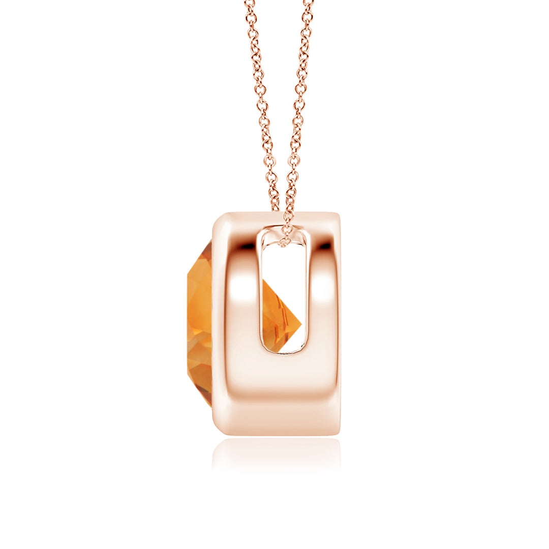 Round Citrine Bezel-Set Solitaire Pendant Necklace