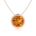 Round Citrine Bezel-Set Solitaire Pendant Necklace