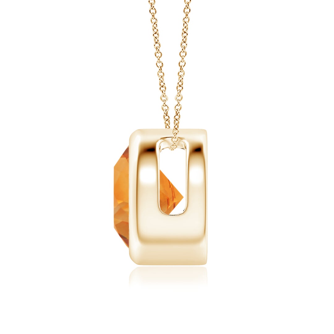 Round Citrine Bezel-Set Solitaire Pendant Necklace