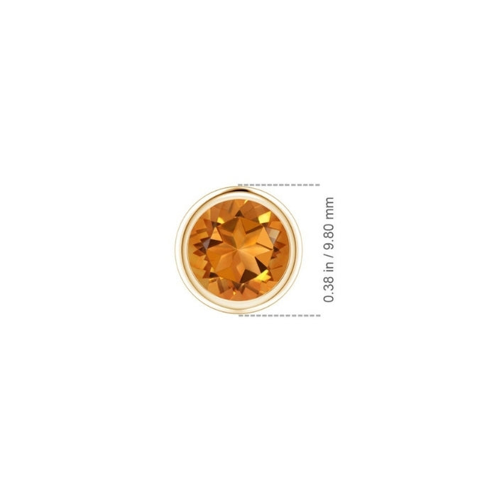 Round Citrine Bezel-Set Solitaire Pendant Necklace
