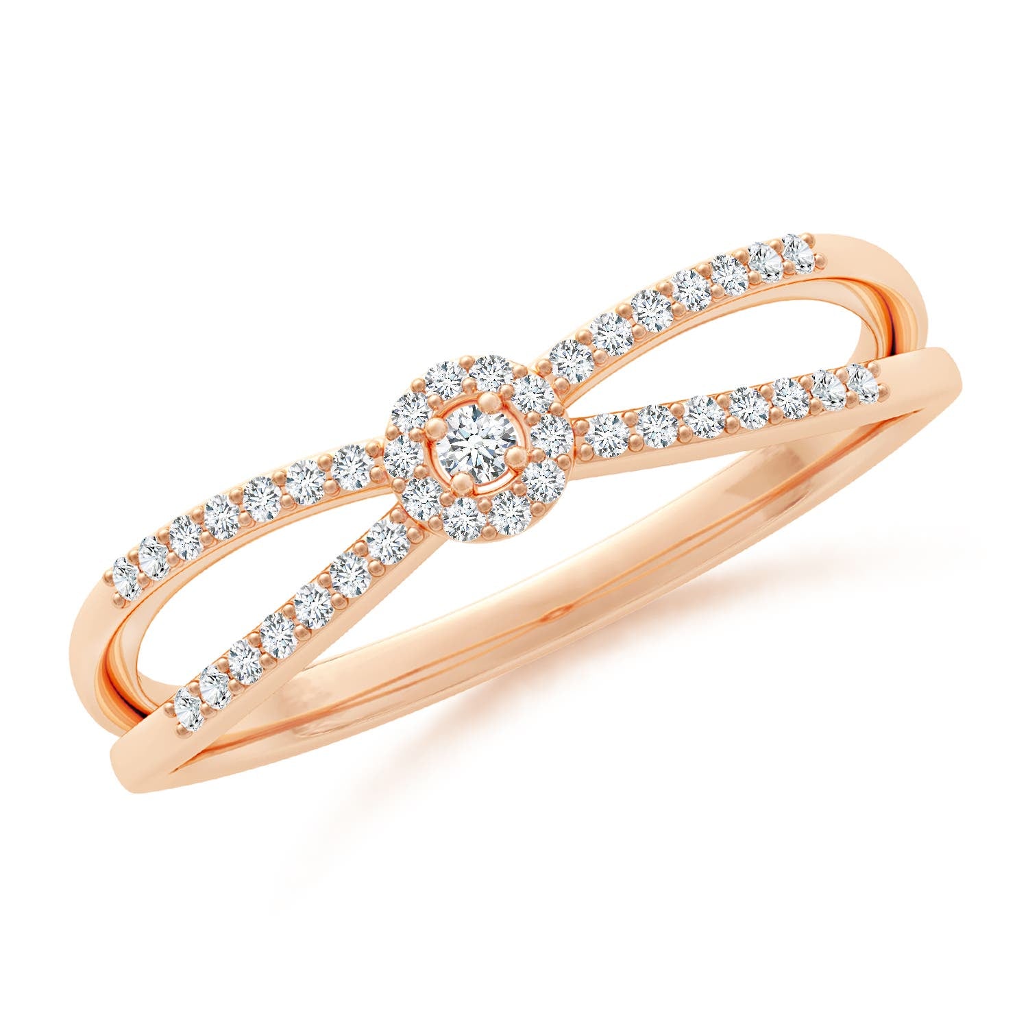 Round Cluster Halo Moissanite Split Shank Promise Ring