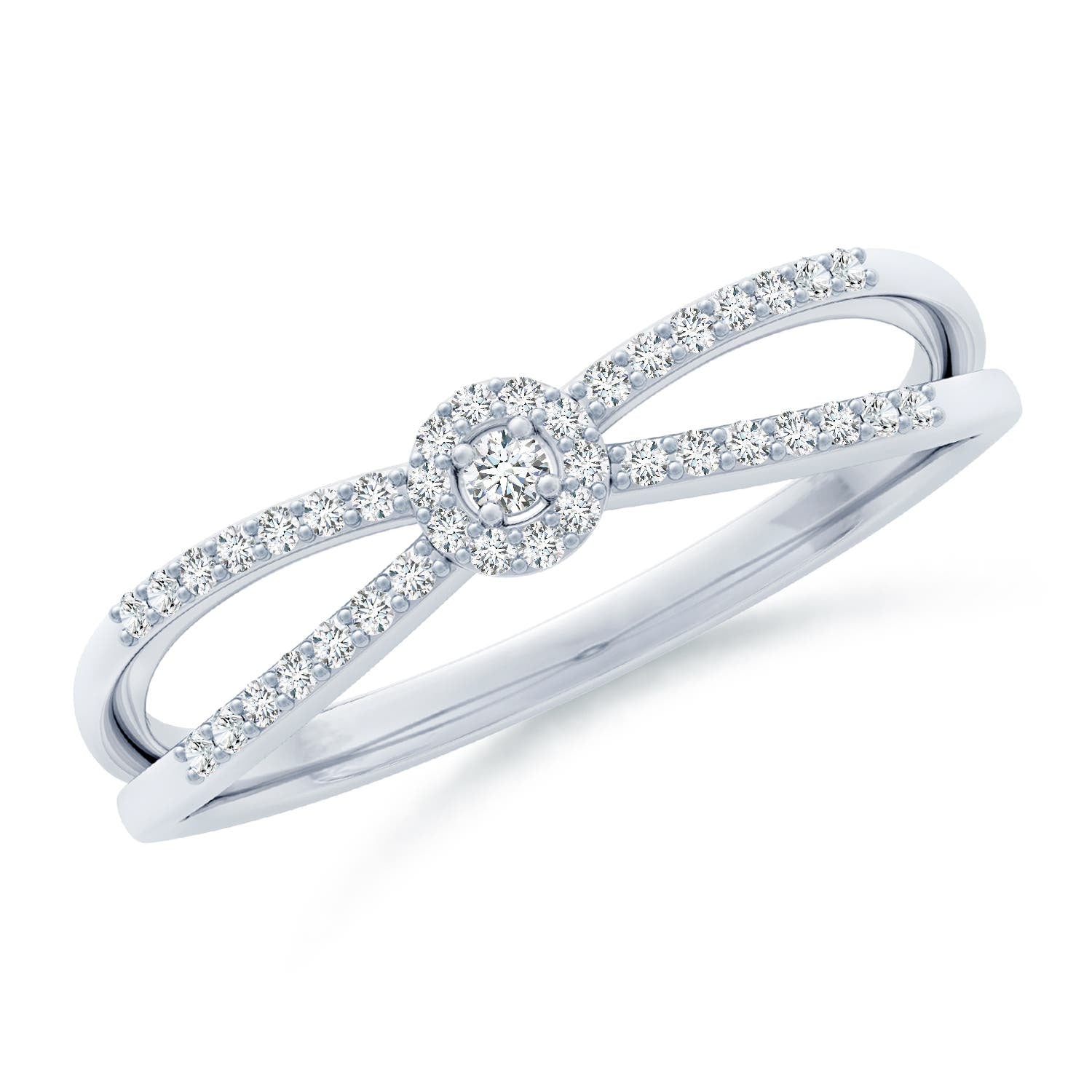 Round Cluster Halo Moissanite Split Shank Promise Ring