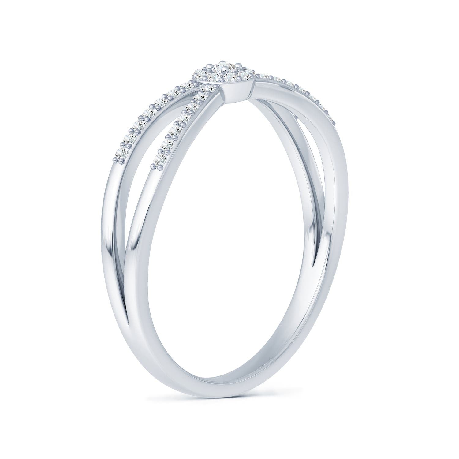 Round Cluster Halo Moissanite Split Shank Promise Ring