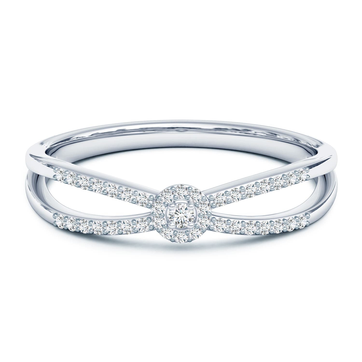 Round Cluster Halo Moissanite Split Shank Promise Ring