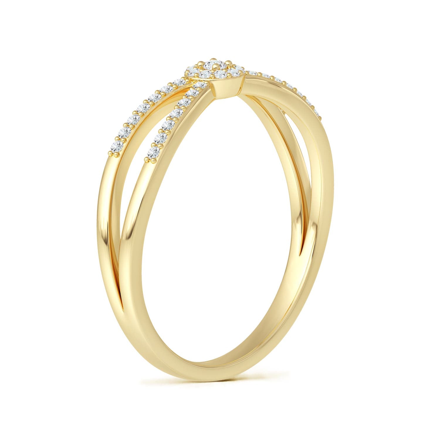 Round Cluster Halo Moissanite Split Shank Promise Ring