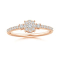 Round Cluster Halo Moissanite with Pavé Band Promise Ring