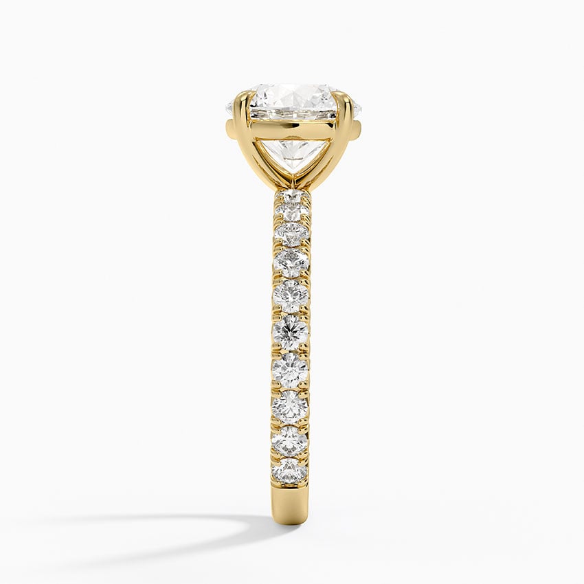 Round Cut French Pavé Flush-Fit Moissanite Engagement Ring