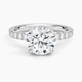 Round Cut French Pavé Moissanite Engagement Ring with Hidden Halo