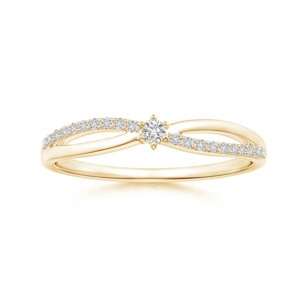 Round Cut Moissanite Split Shank Promise Ring