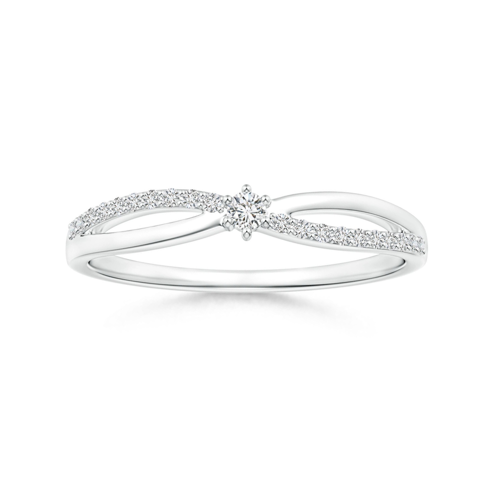 Round Cut Moissanite Split Shank Promise Ring
