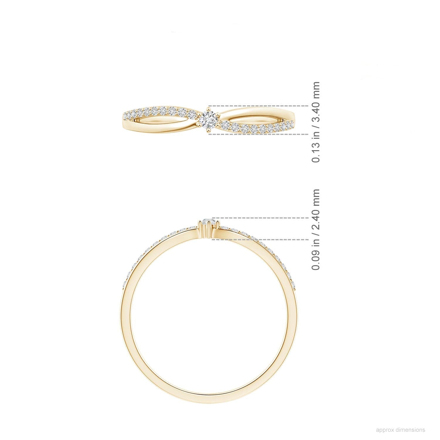 Round Cut Moissanite Split Shank Promise Ring
