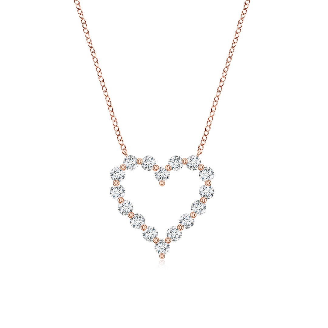 Round Cut Open Heart Moissanite Pendant Necklace