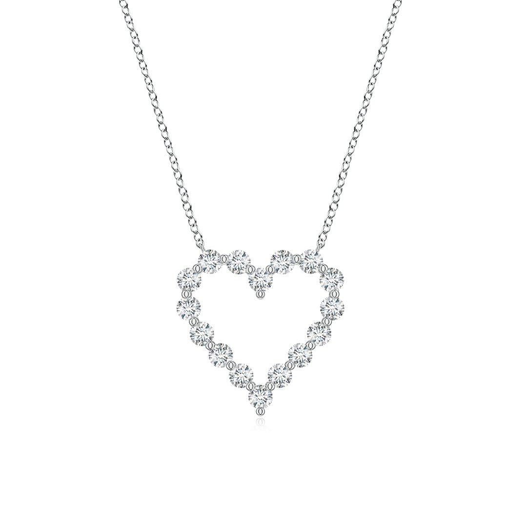Round Cut Open Heart Moissanite Pendant Necklace