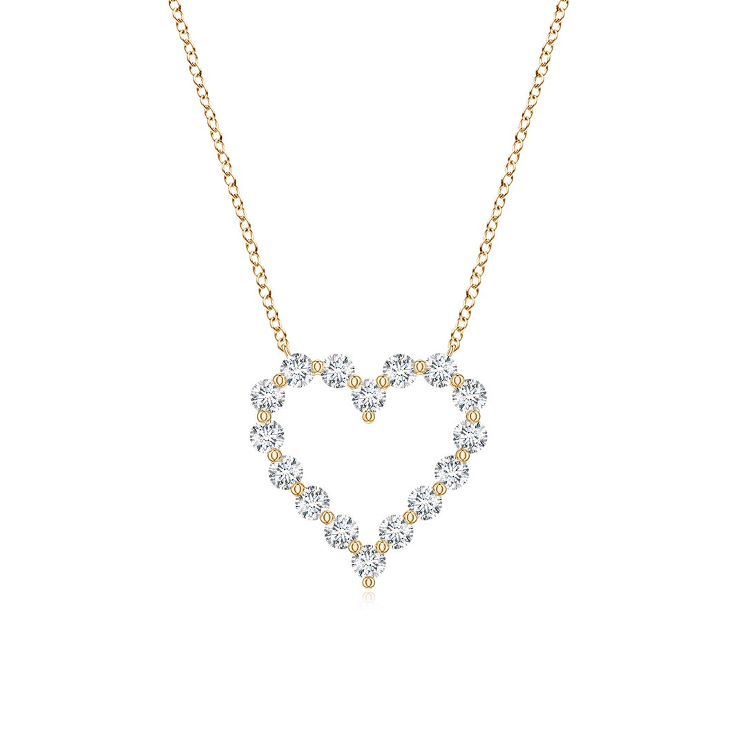Round Cut Open Heart Moissanite Pendant Necklace