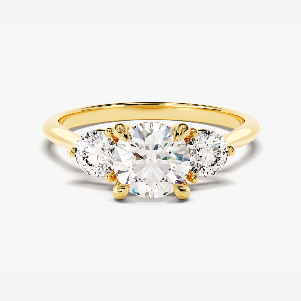 Round Cut with Three-Stone Moissanite Engagement Ring